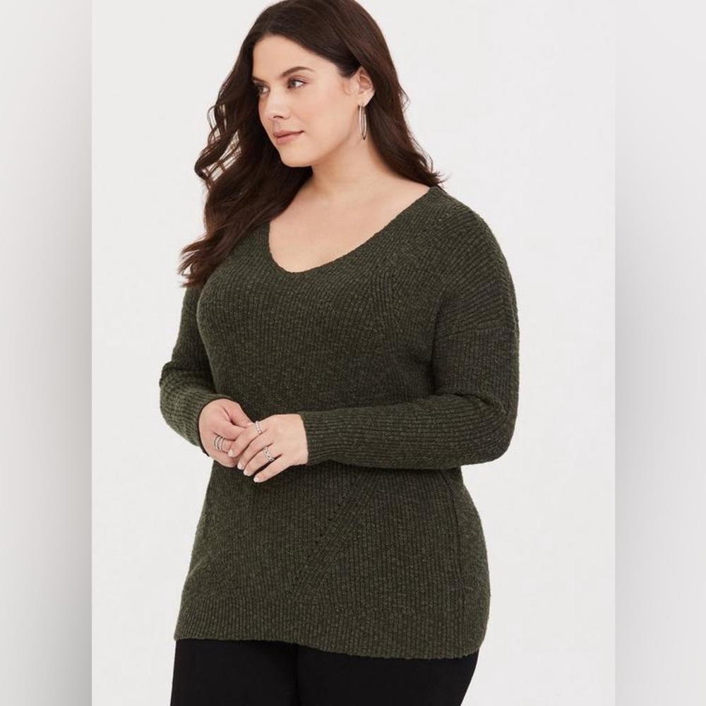Torrid Pullover Tunic Cross Back Sweater in olive green brown size 00 (l…